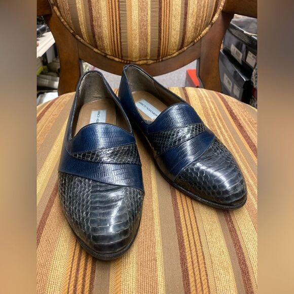 Stacy Adams Ladies 10M Navy Blue Genuine Snake print in Shoe - Picture 1 of 6